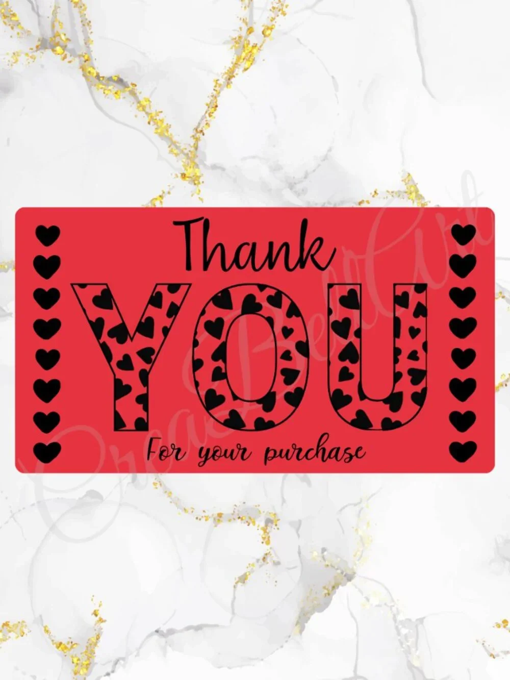100 Cute Hearts Thank You Stickers for Packaging | Small Business Labels